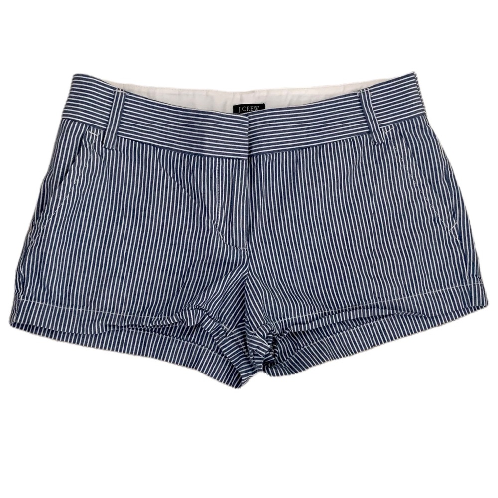 J. Crew blue and white seersucker City Fit shorts size 4